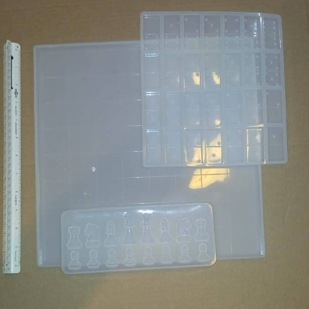 Silicone Resin Mold Set Chess Board Pieces and Dominoes DIY Craft Supplies